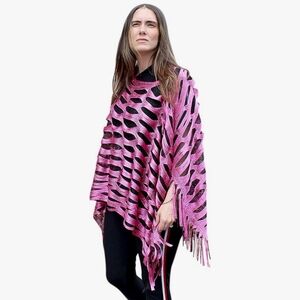Pink Fringe Women's Poncho